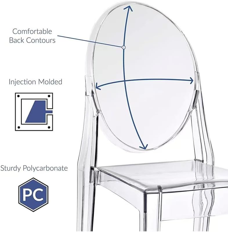 2xhome Ghost Dining Chair with Oval Back | Transparent Acrylic Accent Side Ch...