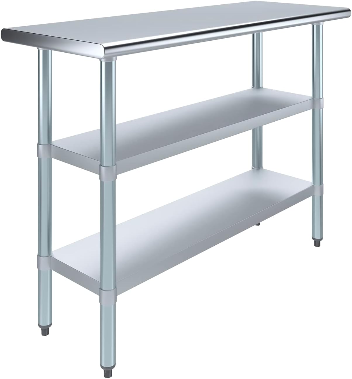 48" Long X 18" Deep Stainless Steel Work Table with 2 Shelves | Metal Food Prep Station | Commercial & Residential NSF Utility Table