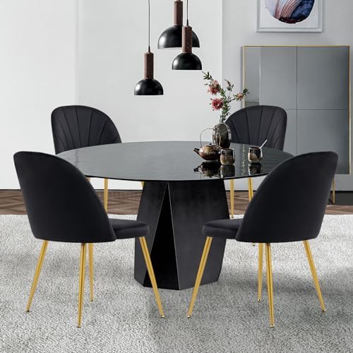 Velvet Dining Chairs Set of 4, Upholstered Mid Century Modern Dining Room Cha...