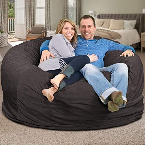 ULTIMATE SACK | 6 Ft Bean Bag Chair Replacement Cover Only | Grey Suede | Rem...
