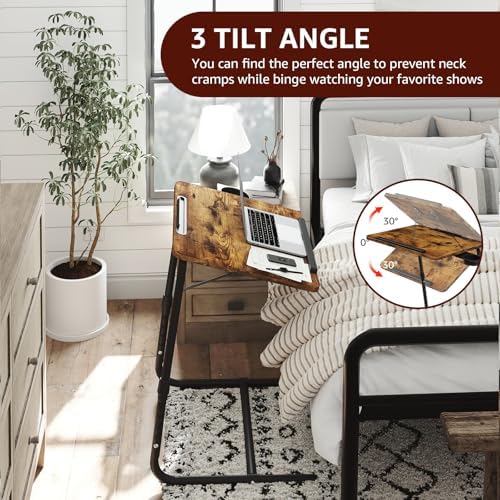 TV Trays Set of 4 - Folding TV Tray Adjustable Dinner Trays for Eating On Cou...