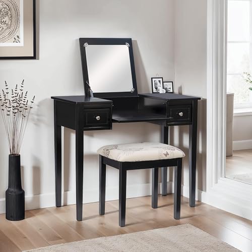 Linon Vanity Set, Black