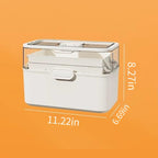 3-Tier Portable Medicine Storage Box, Medical Organizer With Removable Small Medicine Box, Dustproof & Moisture-Proof, Family Size with Transparent Visual Design, Suitable for Home&Travel Use (White)