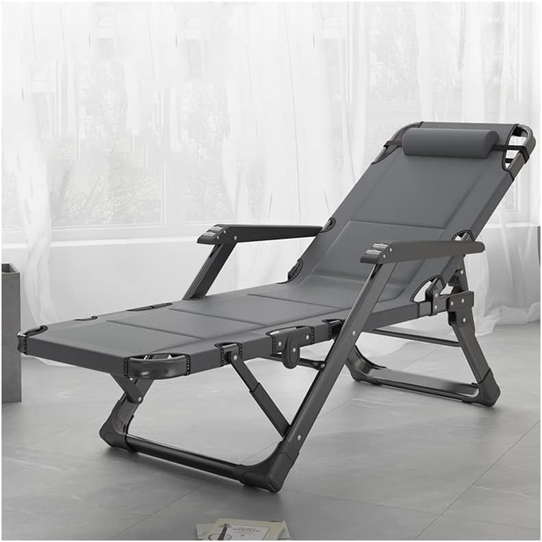 Gravity Chair Adjustable Folding Reclining Lounge with Pillow and Massage Armrest Patio Lawn Recliner Oversized(Svart)