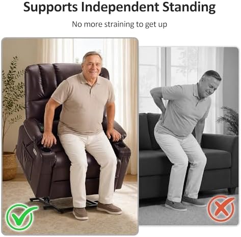 MCombo Oversized Power Lift Recliner Chair for Elderly R7092 (Dark Brown) | S...