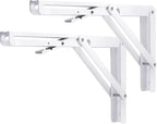YUMORE Folding Shelf Bracket Heavy Duty, 12 Inch White Collapsible Shelf Bracket, DIY L Bracket for Workbench Folding Table Hinge, Max Load: 330lbs, 2 Pack