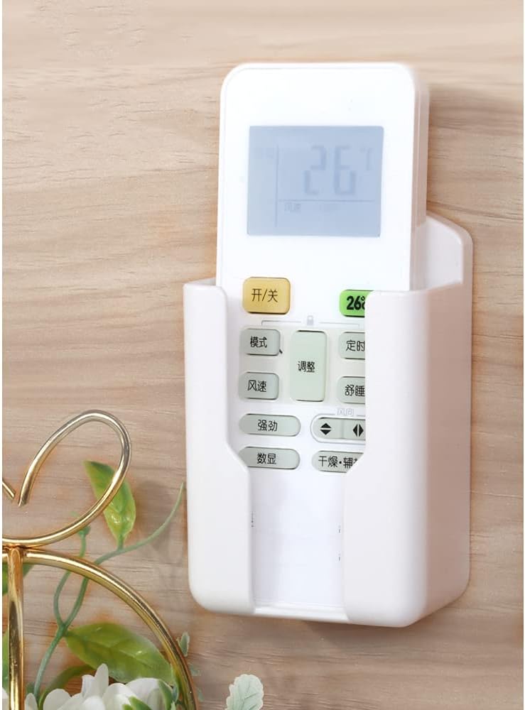 2 Pcs Wall Mount Remote Control Holder Media Player Controller Holder, Air-Conditioner Remote Tray TV Remote Organizer Caddy Box for Home Nightstand Office Desk School Supply Storage (Small,1.85inch)