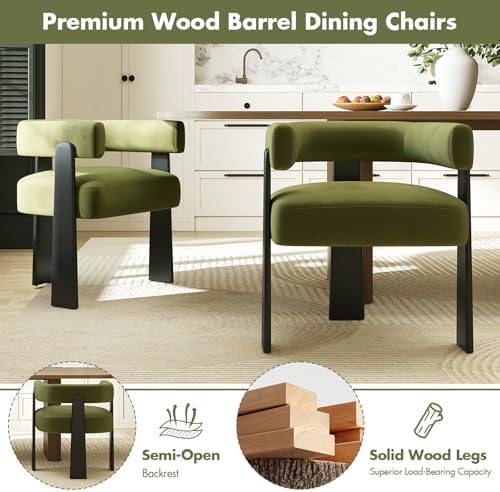 Hyfirm Modern Dining Chairs Set of 4, Upholstered Velvet Barrel Accent Chairs...