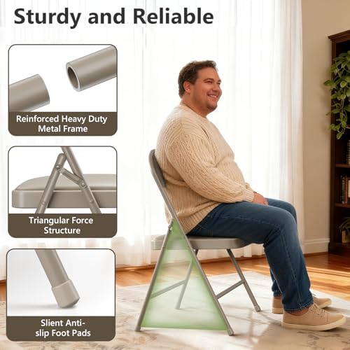 Folding Table and Chairs Set for 4, 4FT Adjustable Height Plastic Folding Tab...
