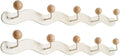 Coat Rack Wall Mount,White Wall Hooks Adhesive & Screw in,Anti-Tear Wooden Ball Hook Rail, Heavy Duty Metal Coat Hanger Wall Mount for Entryway, Bathroom, Bedroom, Kitchen2PACK (5-tri Hooks)