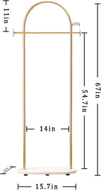 Gold Clothing Rack, Modern Clothes Rack with Shelf, Heavy Duty Freestanding Coat Rack, Metal Coat Hanger Stand with Hooks for Boutique Office