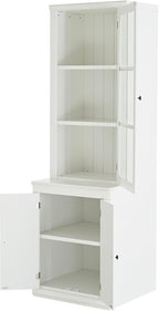 Chic 75.25'' White Freestanding Pantry Cabinet with Glass Door, Ideal for Kitchen & Living Room - Double-Action Doors for Easy Access!