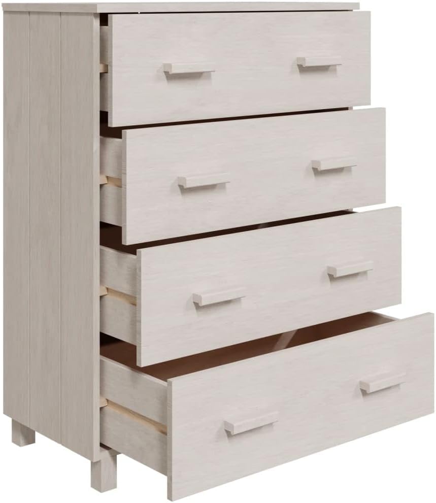 Modern White Sideboard with Smooth Sliding Doors, Solid Pinewood and MDF Cons...