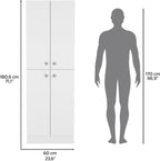 Kitchen Pantry 71" H, 4 Doors, 5 Adjustable Shelves, Laundry, White,for Kitchen