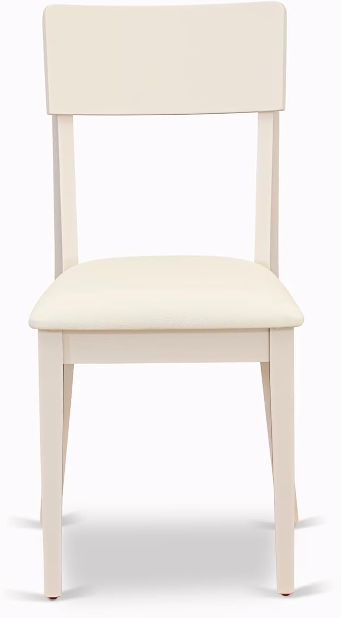 East West Furniture CAAD6-LWH-LC 6 Piece Dining Table Set Contains a Rectangle Dining Room Table and 4 Faux Leather Upholstered Chairs with a Bench, 36x60 Inch, Linen White