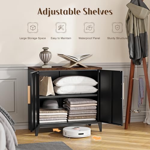 Letaya Metal Storage Cabinet with Doors, Small Kitchen Office Credenza