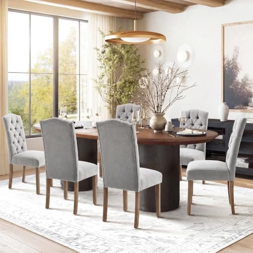 Tufted Dining Chair Fabric Button Upholstered Modern Kitchen Diner Set of 4
