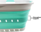 SAMMART 42L (11 gallon) Collapsible Plastic Laundry Basket - Foldable Pop Up Storage Container/Organizer - Portable Washing Tub - Space Saving Hamper/Basket (Grey/Pine)