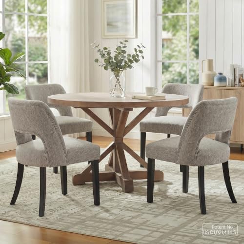 keoni Wooden Dining Chairs Set of 4, Mid Century Modern Upholstered Dining Ro...
