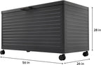 MIRADOR 175 Gallon Outdoor Storage Box Waterproof, Metal Deck Box with wheels for Patio Furniture, Garden Tools, Outdoor Cushion, Charcoal
