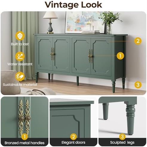 FansaFurn 58" Sideboard Buffet Cabinet for Kitchen & Coffee Bar, Green2