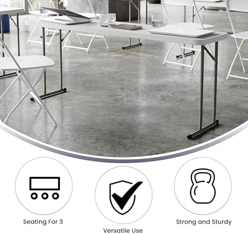 Flash Furniture 6 ft Plastic Folding Training Table, Granite White
