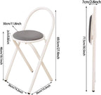 46cm/18inch Folding Bar Stool with Circular Cushion, Counter High Folding Chair, Portable Folding Stool, Kitchen Camping Indoor and Outdoor(Gray)