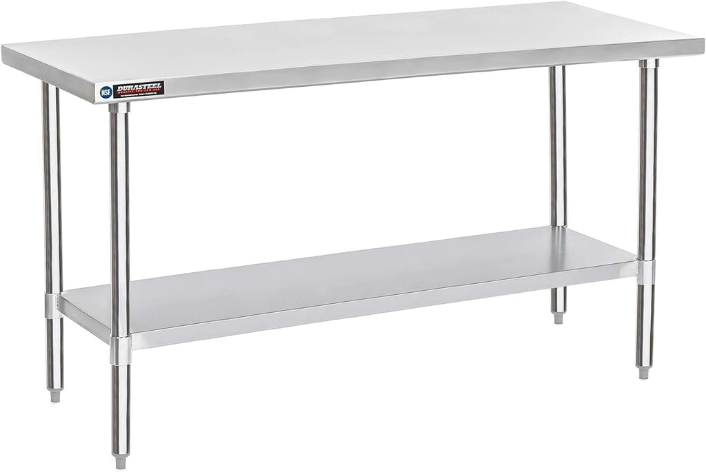 DuraSteel 30x72 Stainless Steel Work Table - NSF Commercial Prep Metal Table - Outdoor Pizza Oven Stand w/Under Shelf - Kitchen Island Laundry Utility Garage Microwave Stand Large Rolling Storage Cart
