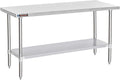 DuraSteel 30x72 Stainless Steel Work Table - NSF Commercial Prep Metal Table - Outdoor Pizza Oven Stand w/Under Shelf - Kitchen Island Laundry Utility Garage Microwave Stand Large Rolling Storage Cart