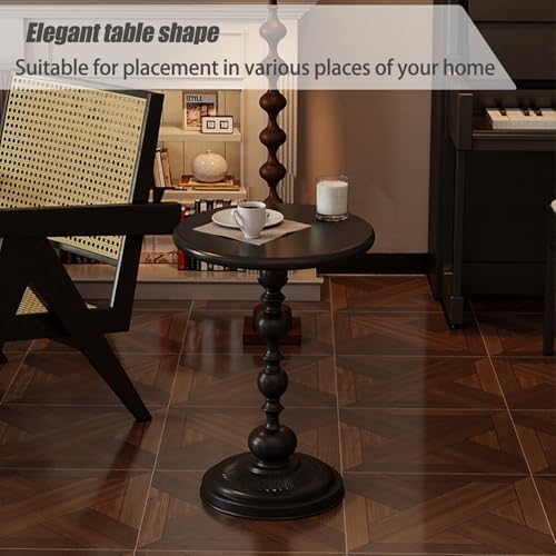 2 Set Pedestal Metal Round Side Table, Black Sofa Table, Small TV Tray Table ...