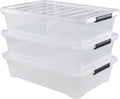 Gloreen 3-Packs Plastic Underbed Storage Bins with Lids, 40 Quart Latch Storage Box
