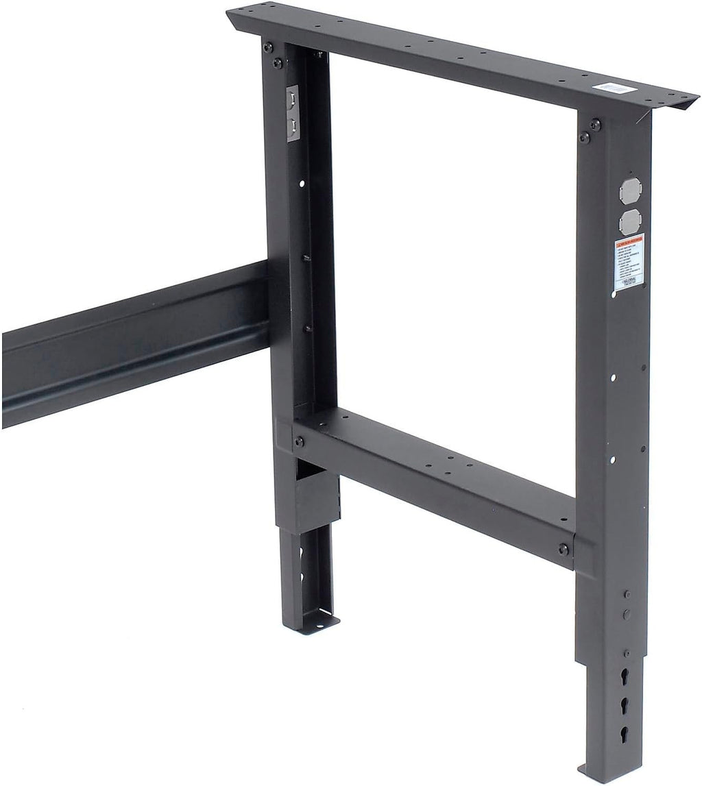 Global Industrial Adjustable Height Workbench C-Channel Leg, 60" W x 30" D, 1-3/4" 12-Gauge Steel Top with Square Edge, 2000 Lbs. Capacity, Black, Industrial Workbench