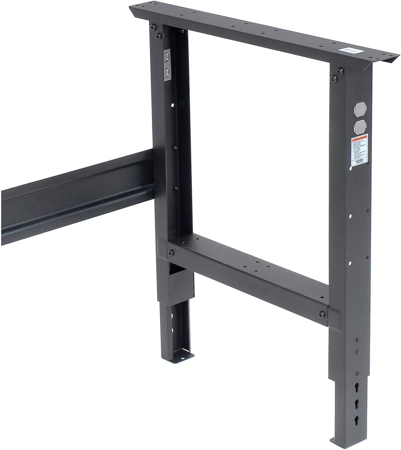 Global Industrial Adjustable Height Workbench C-Channel Leg, 60" W x 30" D, 1-3/4" 12-Gauge Steel Top with Square Edge, 2000 Lbs. Capacity, Black, Industrial Workbench