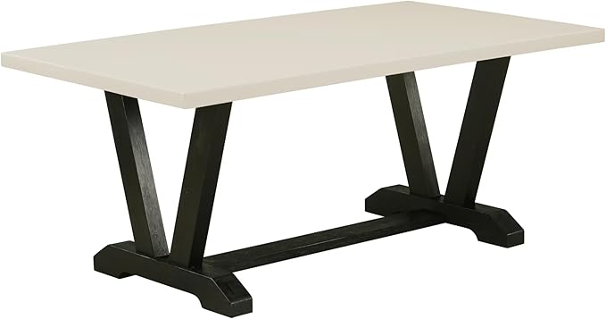 East West Furniture V627AB624-5 5 Piece Dining Set Includes a Rectangle Dining Room Table with V-Legs and 4 Black Color Linen Fabric Upholstered Parson Chairs, 40x72 Inch, Multi-Color