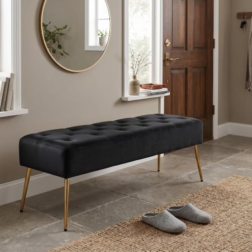 DUHOME Button-Tufted Ottoman Bench, Upholstered Bedroom Benches Velvet Footre...