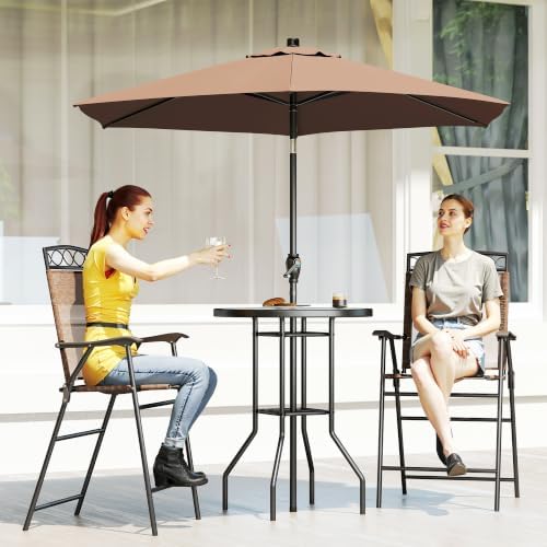 Outsunny 4 Piece Outdoor Bar Set with Umbrella, Patio Dining Set Brown