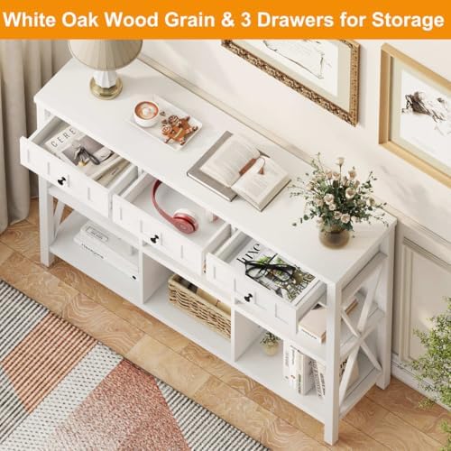 FATORRI 6 Cube Storage Organizer Bookshelf with 3 Drawers, 47 Inch Long Horiz...