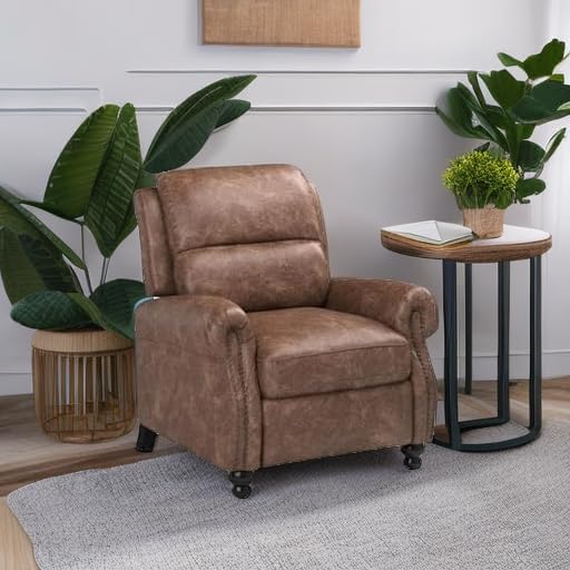 CANMOV Pushback Recliner Chair Faux Leather Armchair Push Back Recliner with ...