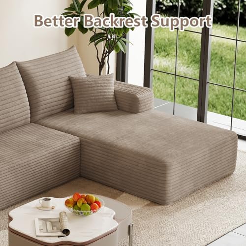 95" Cloud Sectional Couch with L-Shape Chaise, Modular Comfy Sofa Chaise...