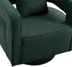Swivel Accent Chair Set of 2, Modern Swivel Barrel Chair for Living Room, 360 Degree Comfy Square Accent Chair with Open Back, Upholstered Armchair for Bedroom,Reading, Boucle, Dark Green
