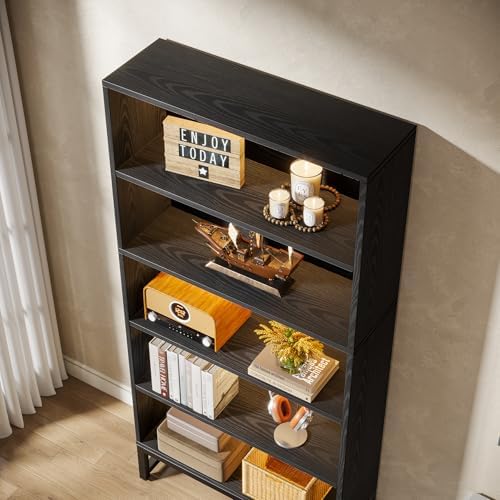 Tribesigns Tall Bookcase Black Bookshelf, 70.8” Large Bookcases Organizer wit...