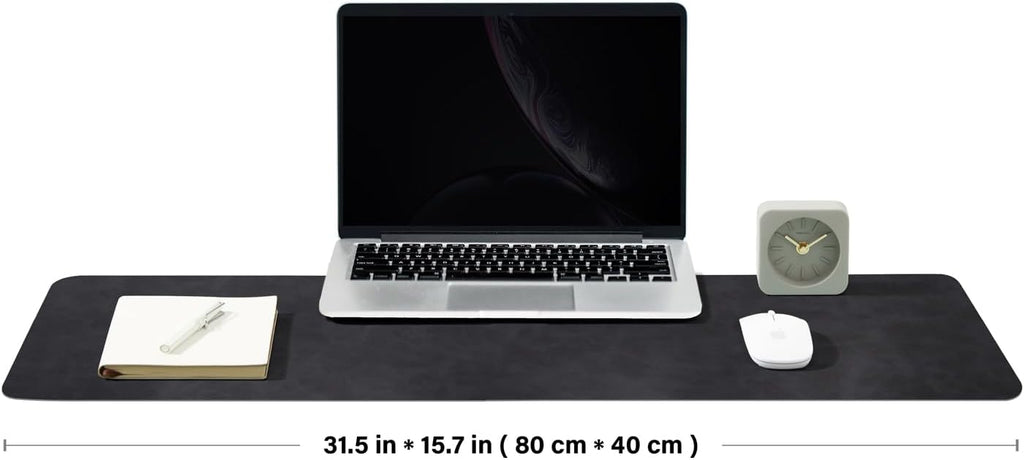 Distressed Leather Desk Mat - Non-Slip PU Desk Pad for Office and Home - Desk Organization and Accessories - Ideal for Large Mouse Pad and Desk Mats on Top of Desks(Charcoal Black,31.5"x 15.7")