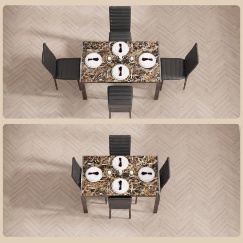 Bealife Kitchen Dining Table Set for 4, Tempered Glass 5 Piece - Marble