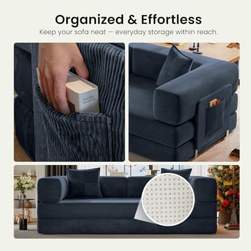 78.8" Convertible Futon Sofa Bed, Couch for Living Room | Corduroy Loves...