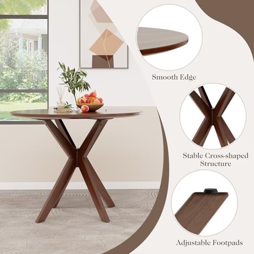 ERGOMASTER 3-Piece Dining Table Set for 2, 36" Kitchen Round Table with ...