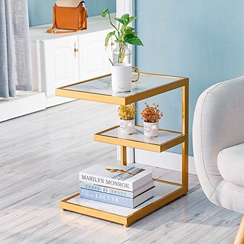 Telephone Table, Sofa Side Table Marble Tabletop + Wrought Iron Coffee Table ...