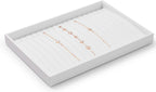 Oirlv Premium White Leather Stackable Jewelry Tray 18 Gird Necklace Bracelet Organizer Showcase Necklace Display Tray