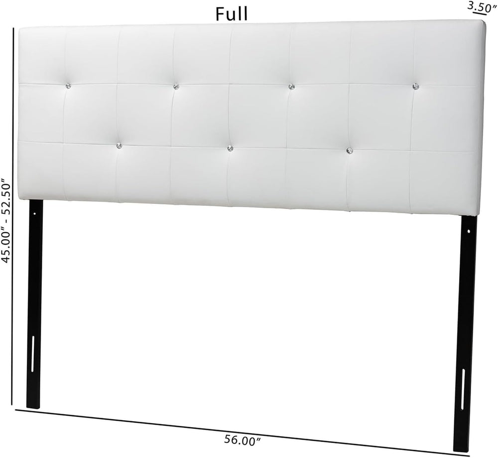 Pemberly Row Modern Faux Leather Tufted Queen Panel Headboard, 22.5" H x...
