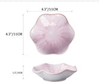 Ceramic Jewelry Dish Tray - 4-Leaf Clover Ring Holder Lotus Trinket Tray, Elegant Decorative Gift for Women (2Pcs Pink - Lotus Leaf)