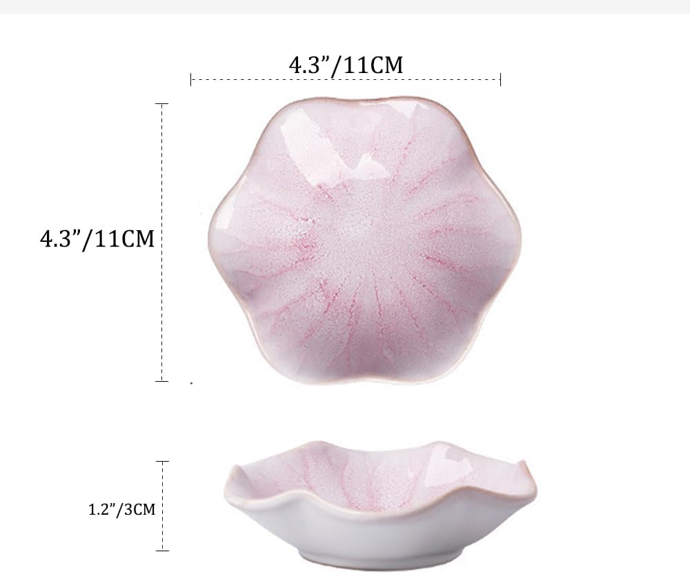 Ceramic Jewelry Dish Tray - 4-Leaf Clover Ring Holder Lotus Trinket Tray, Elegant Decorative Gift for Women (2Pcs Pink - Lotus Leaf)